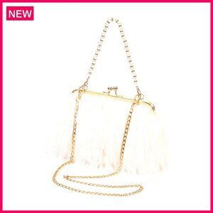 Faux Fur Tote with Detachable Chains, Handbag Shoulder Crossbody Bag for Parties